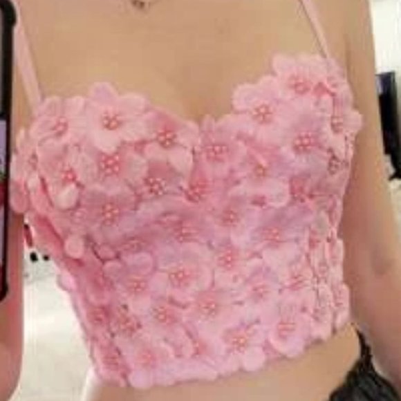 Beaded Detailed Flowers Corset Top - Picture 8 of 11